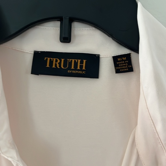TRUTH BY REPUBLIC Sleveless Button Down Shirt Blouse Bare Pink Sz M - Picture 3 of 14